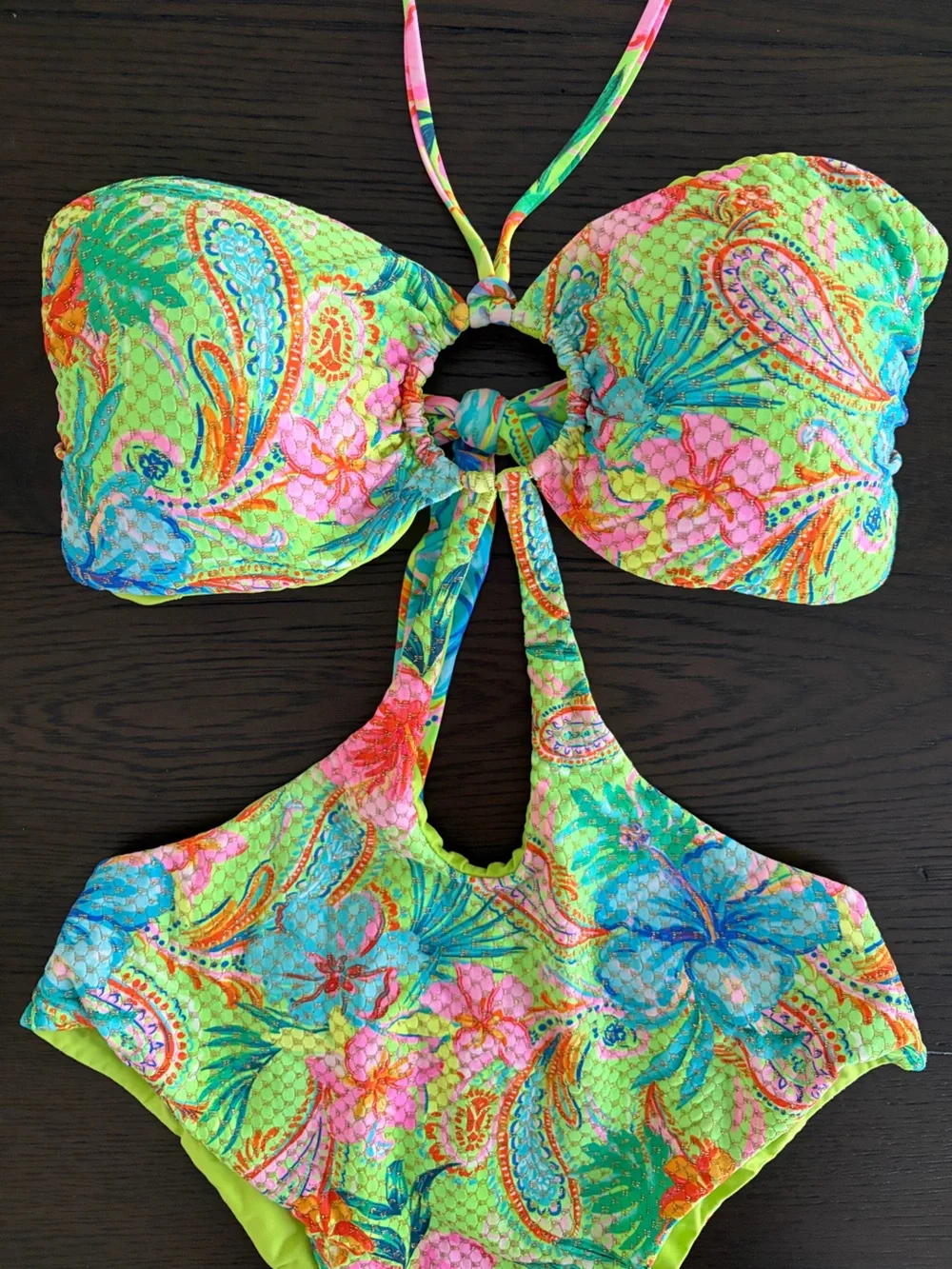 Luli Fama Hibiscus Dream Keyhole Ring One-Piece Swimsuit